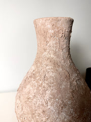 Rustic Ceramic Jar Vase Textured Handcrafted 14.5" tall - Light Beige Wash