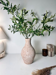 Rustic Ceramic Jar Vase Textured Handcrafted 14.5" tall - Light Beige Wash