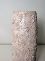 Rustic Ceramic Jar Vase Textured Handcrafted 15" tall - Light Beige Wash