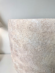 Minimalist Hand-Painted & Textured Planter Pot 17" tall with drainage hole one time creation - cream wash