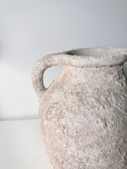 Minimalist Textured Hand-painted Ceramic Decorative Roman Style Vase 12"  - Cream wash