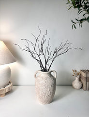 Minimalist Textured Hand-painted Ceramic Decorative Roman Style Vase 12"  - Cream wash