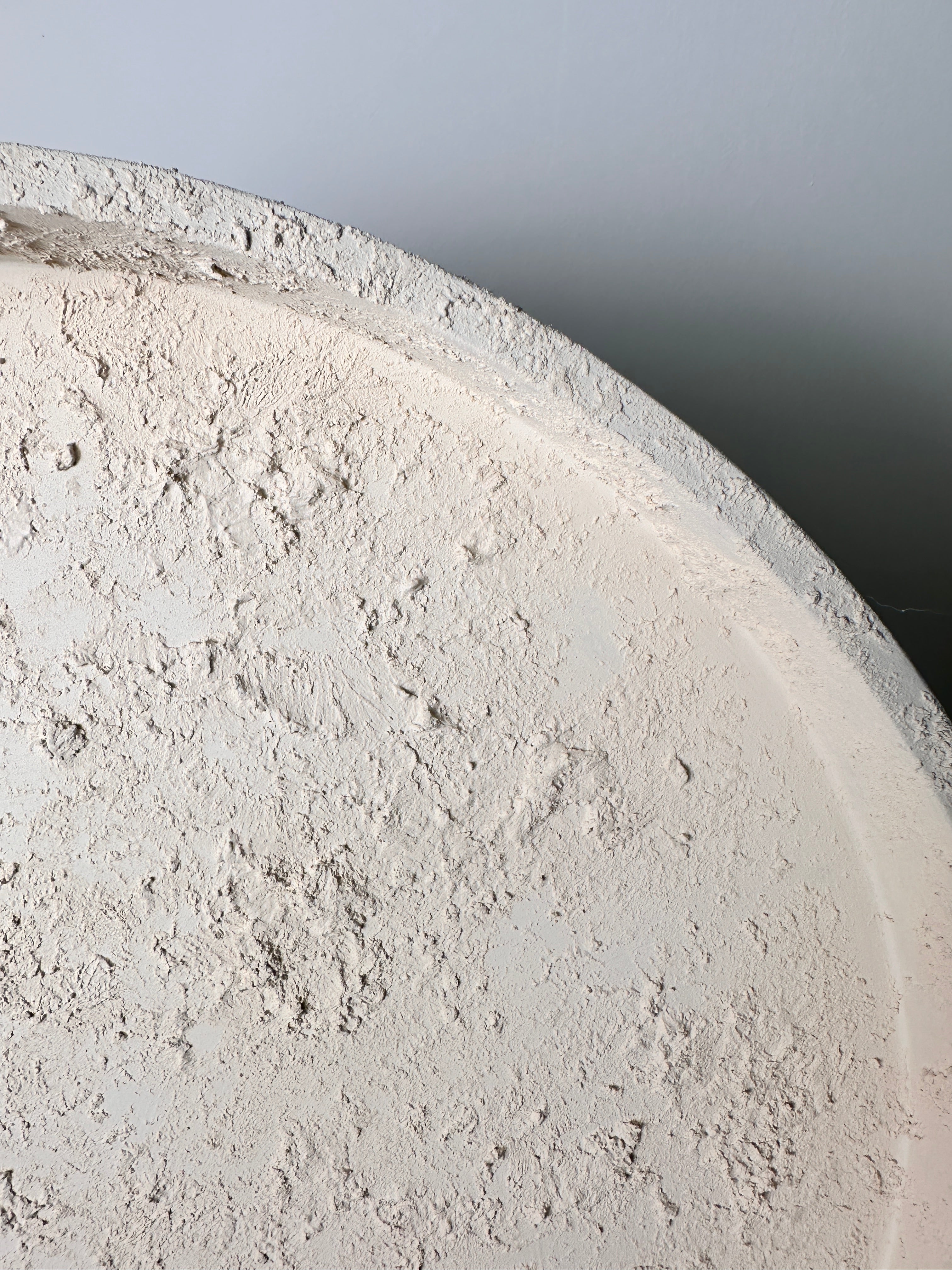 Minimalist Hand-Painted and Textured Round Wood Tray 16x16x2" - Cream