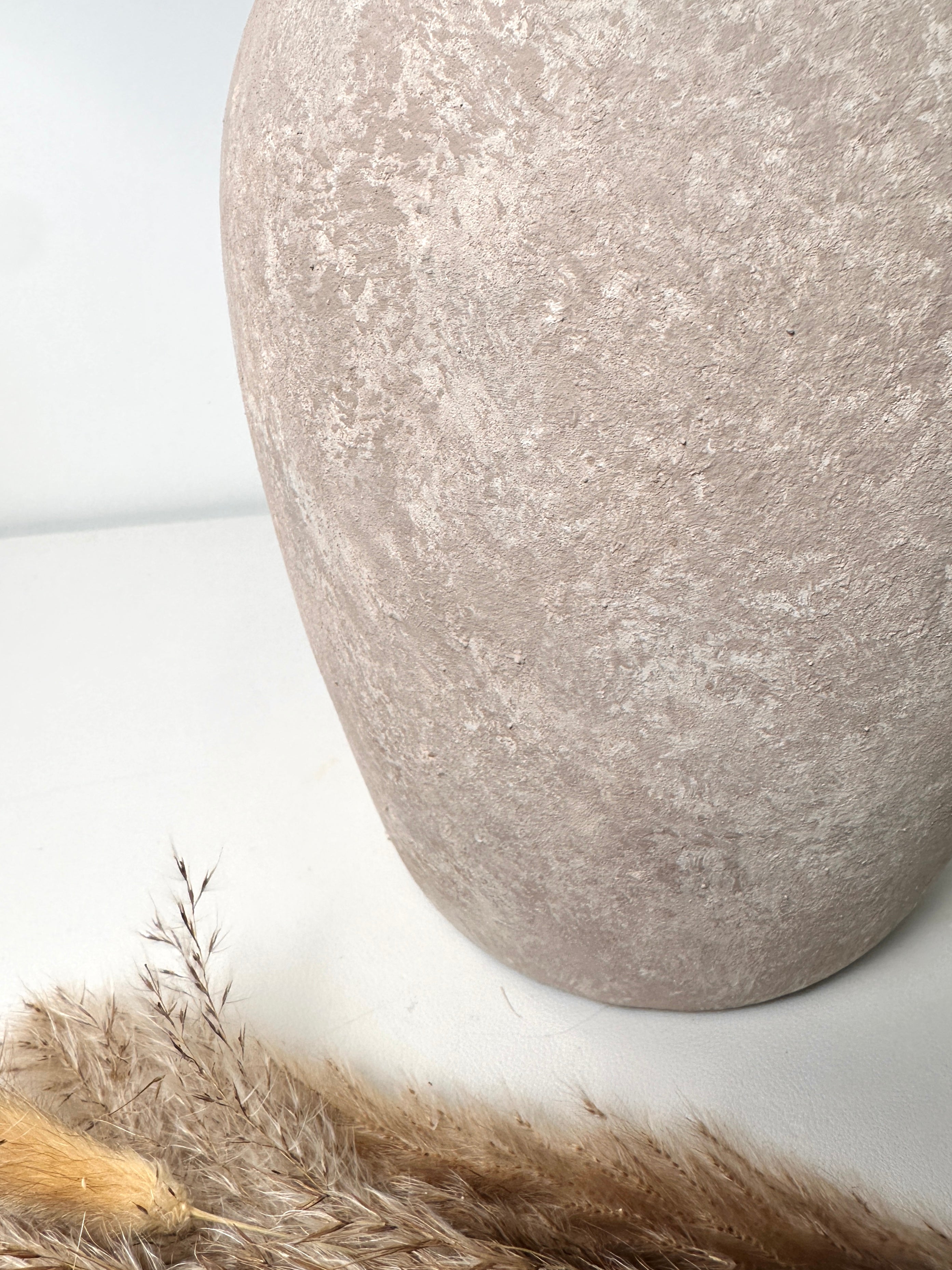 Minimalist Hand-painted Ceramic Decorative Vase 10"  - Beige wash