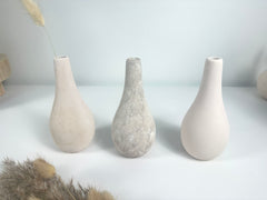 Handcrafted Set of 3 Small Vases 6" tall Cream/ Beige Washed/ Textured Cream
