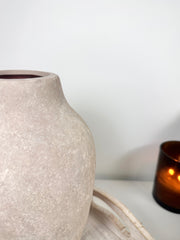 Minimalist Hand-painted Ceramic Decorative Vase 10"  - Beige wash