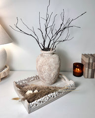 Rustic Italian Style Midcentury Large Textured Vase with a Classical Unshaped Form 12" tall - Beige wash