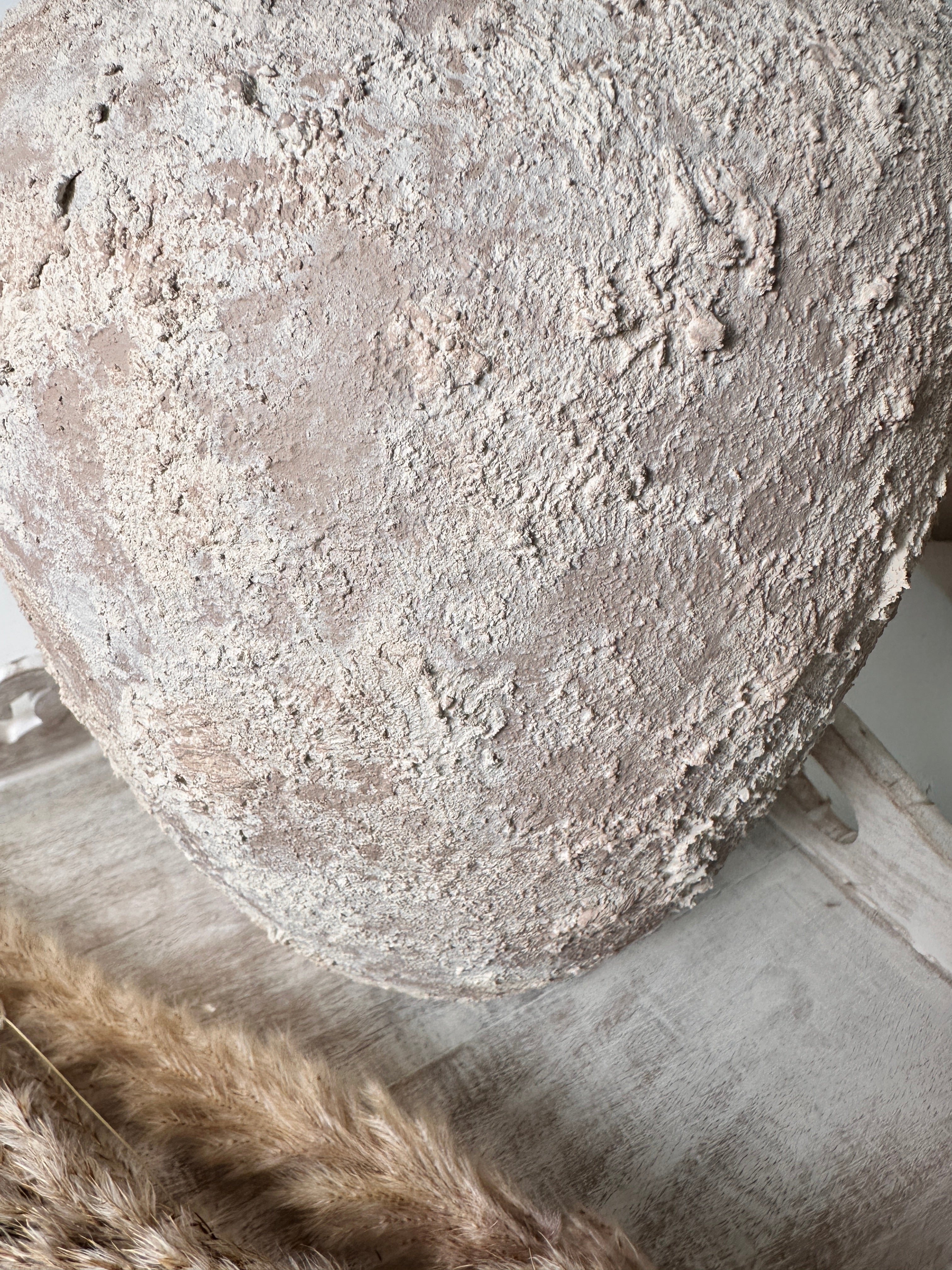 Rustic Italian Style Midcentury Large Textured Vase with a Classical Unshaped Form 12" tall - Beige wash