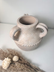 Greco Roman Style Hand-painted Ceramic Decorative Vase 9"  - Light Beige wash