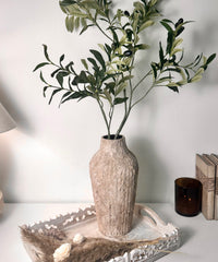 Rustic Textured Hand-Painted Ceramic Vase 13" tall - Light Earth Brown