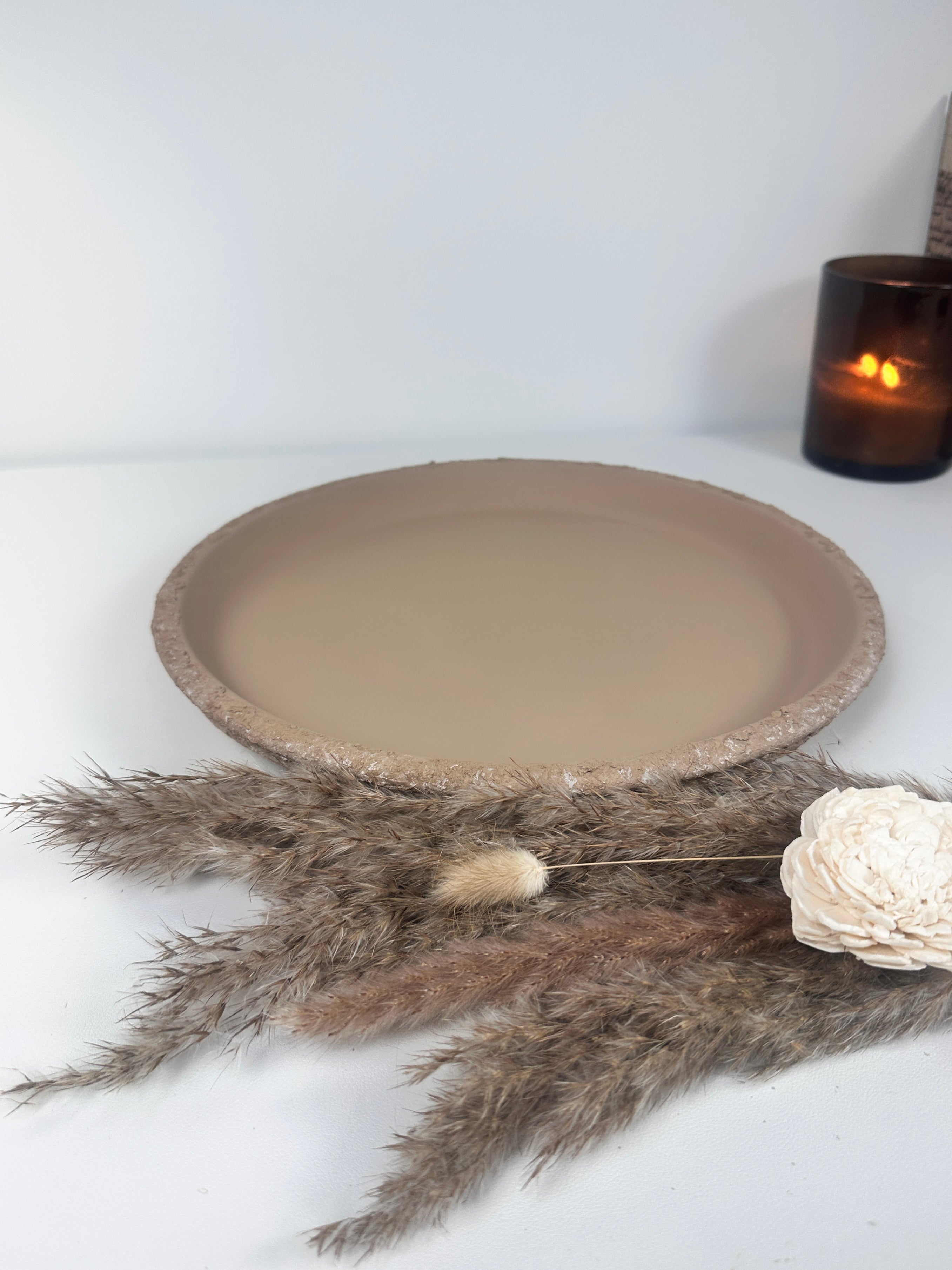 Rustic saucer 12"- Earth Brown on Brown