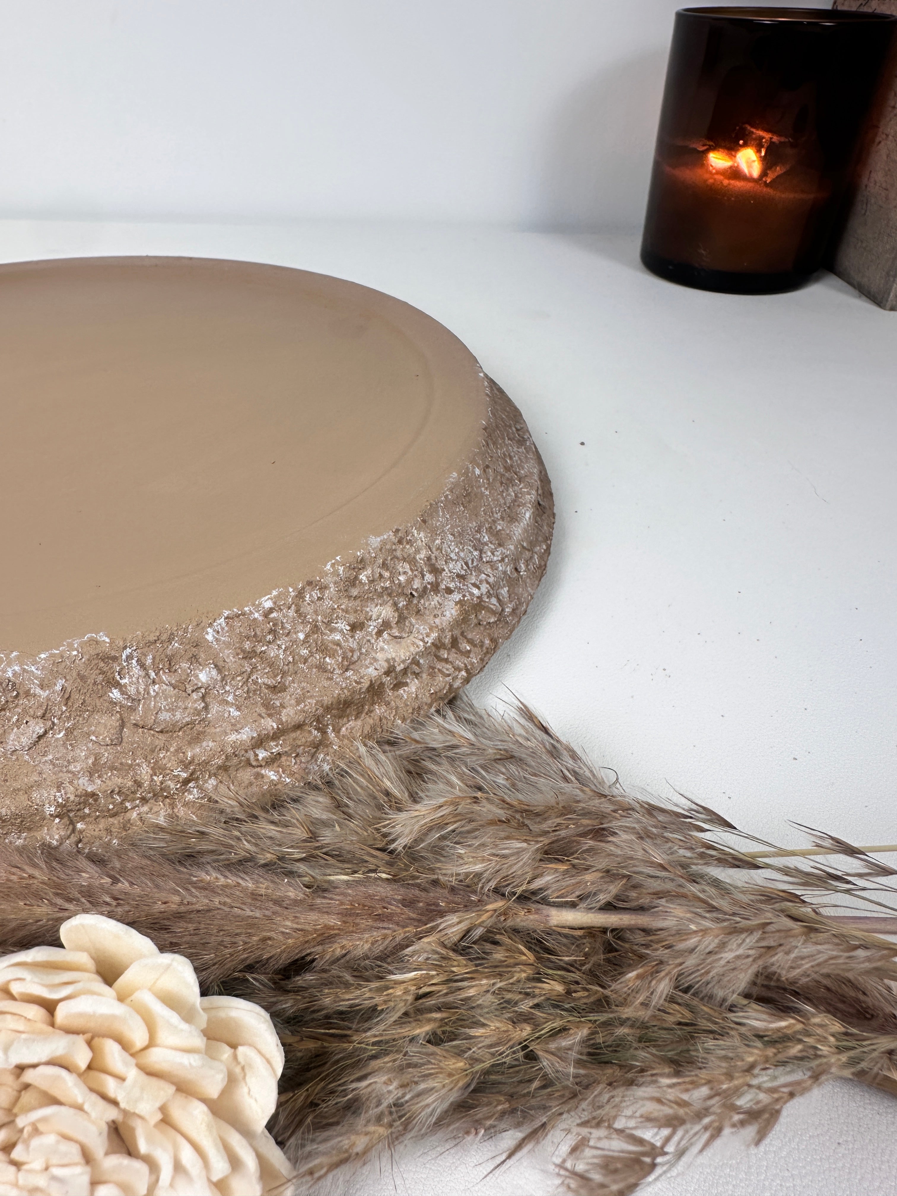 Rustic saucer 12"- Earth Brown on Brown