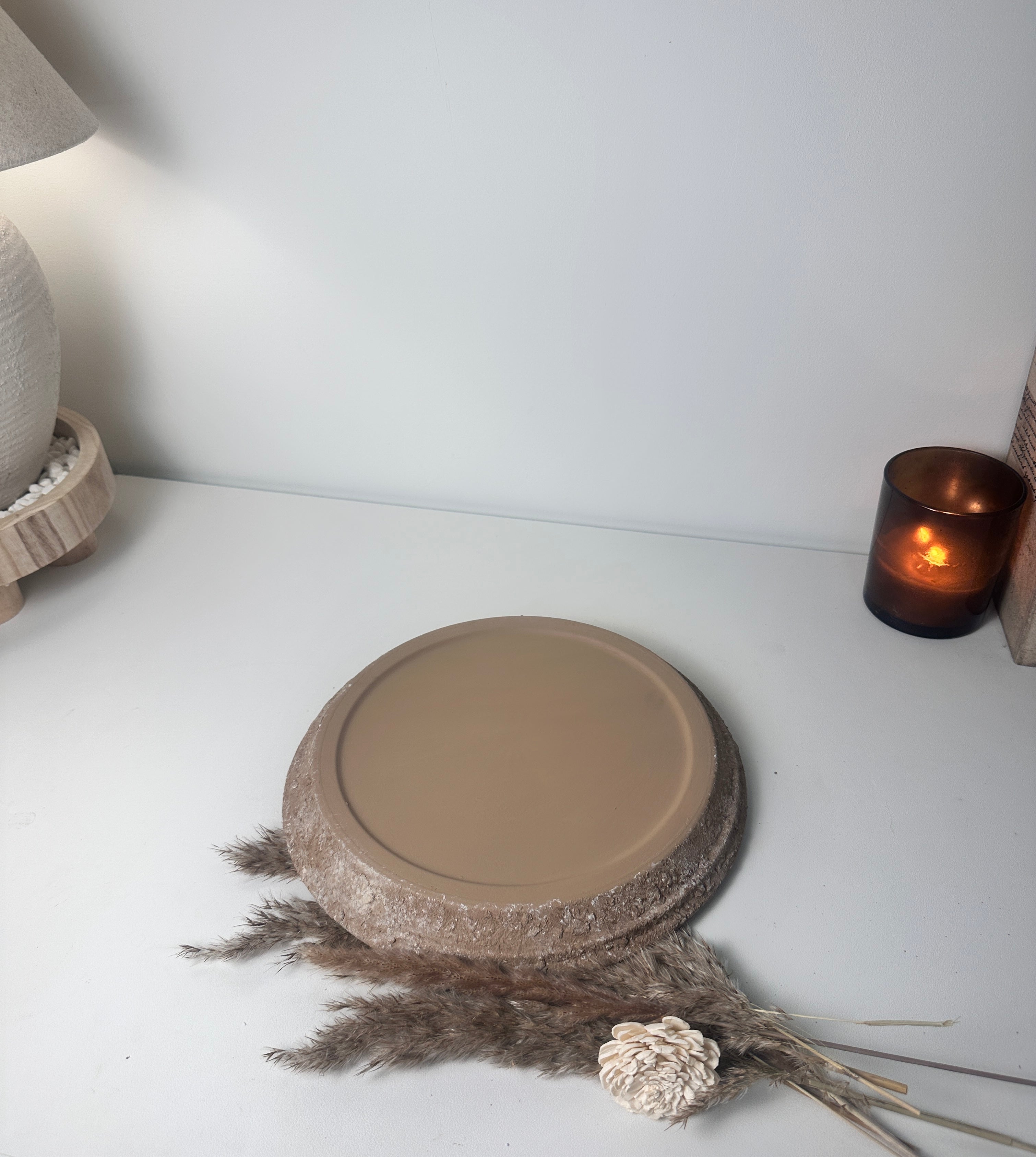 Rustic saucer 12"- Earth Brown on Brown