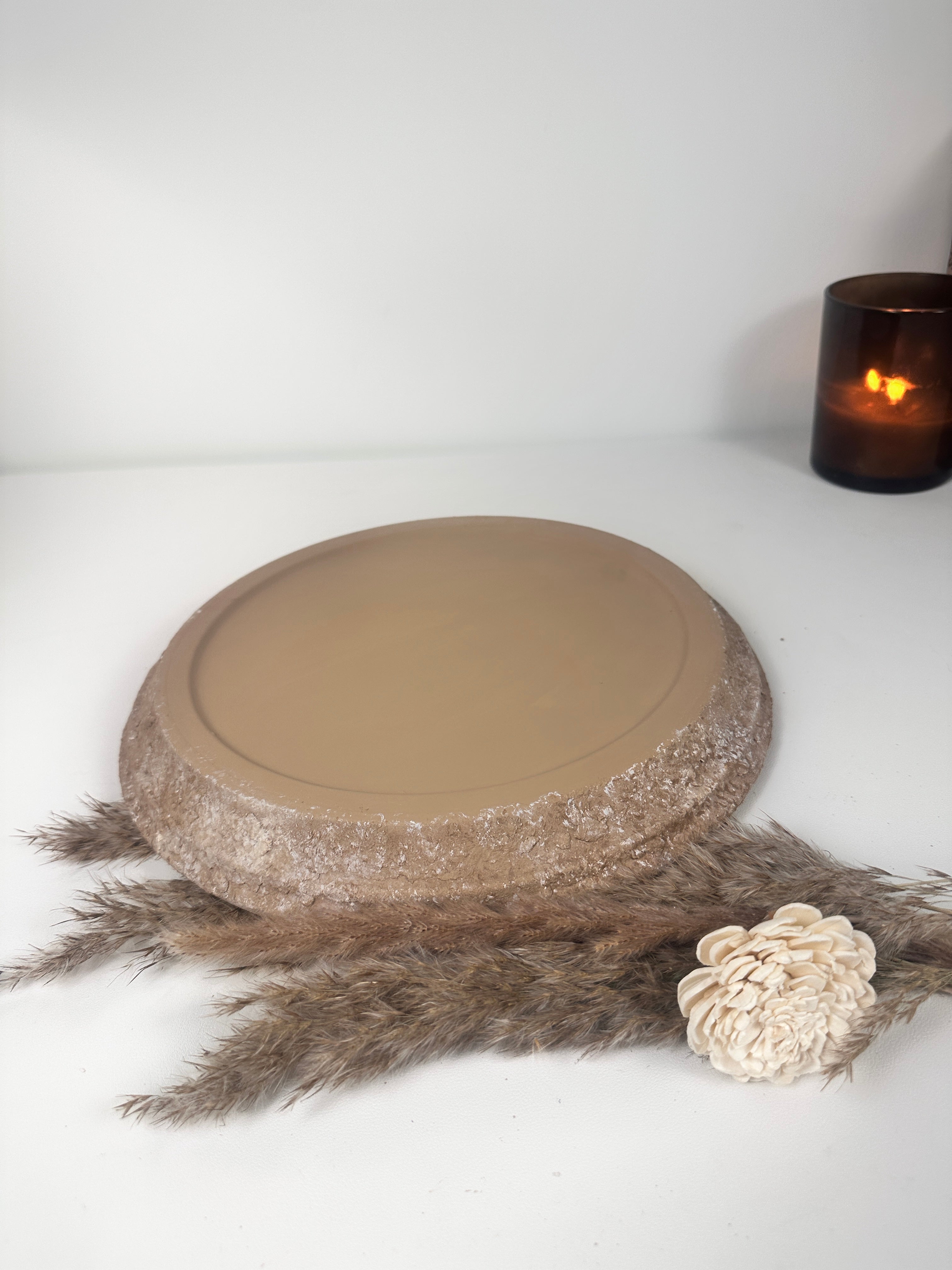 Rustic saucer 12"- Earth Brown on Brown