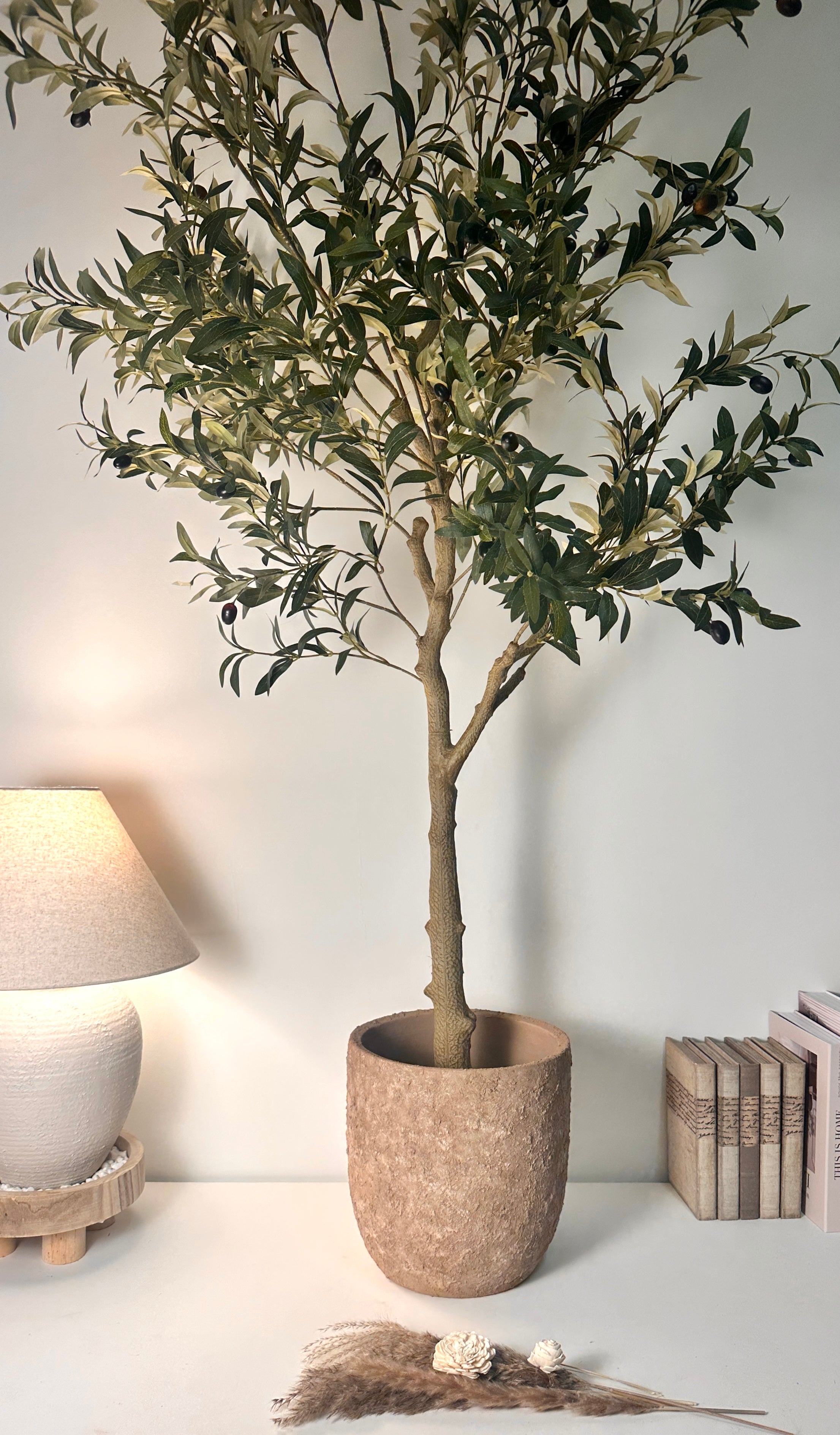 Minimalist Hand-Painted & Textured Planter Pot 11" tall with drainage hole - Espresso Brown wash