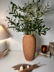 Rustic Ceramic Rounded Vase Textured Handcrafted 17.5" tall - Terracotta Brown