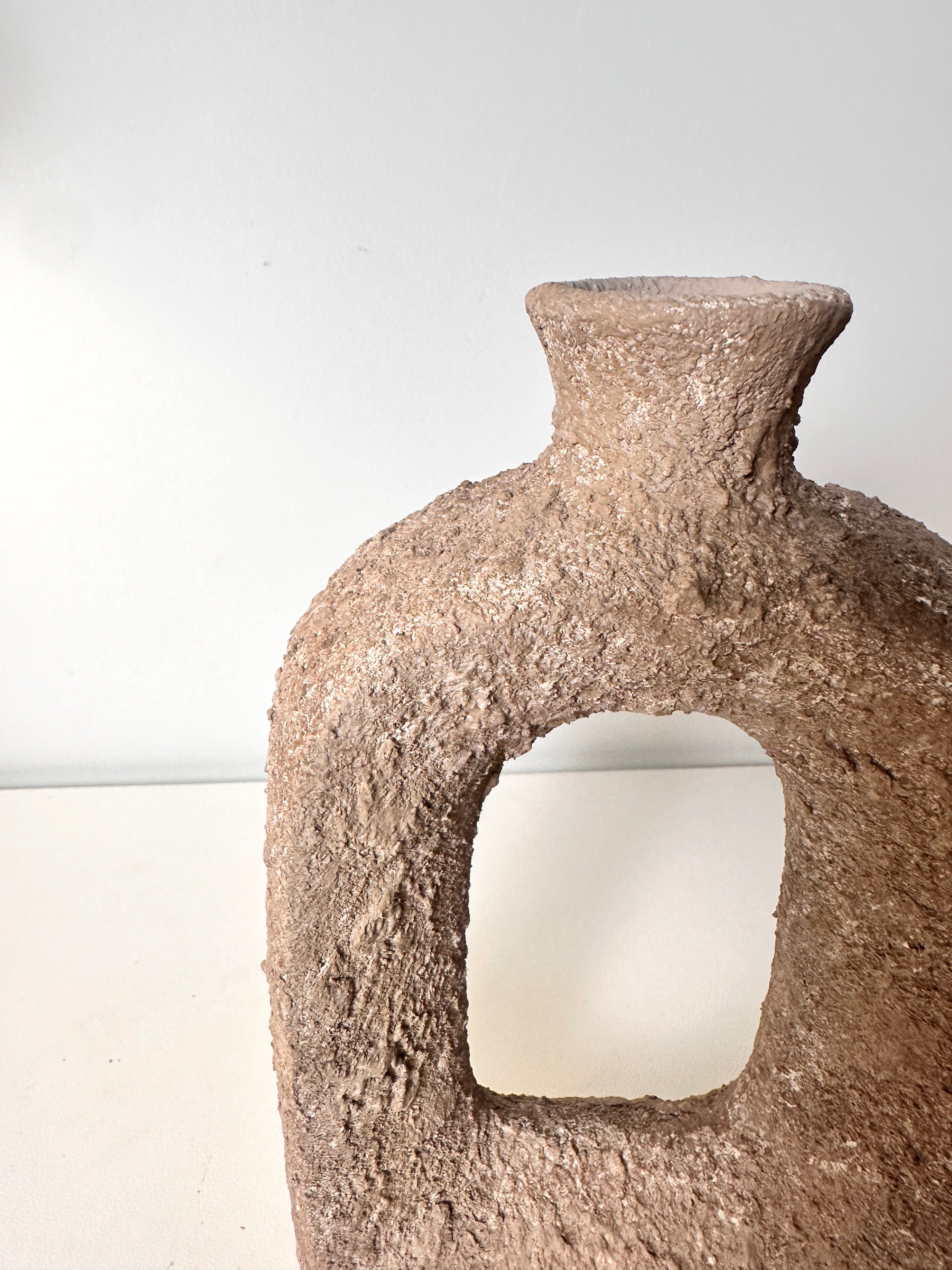 Rustic Hand-Painted Textured Small Vase 9.5" tall - Earth Brown