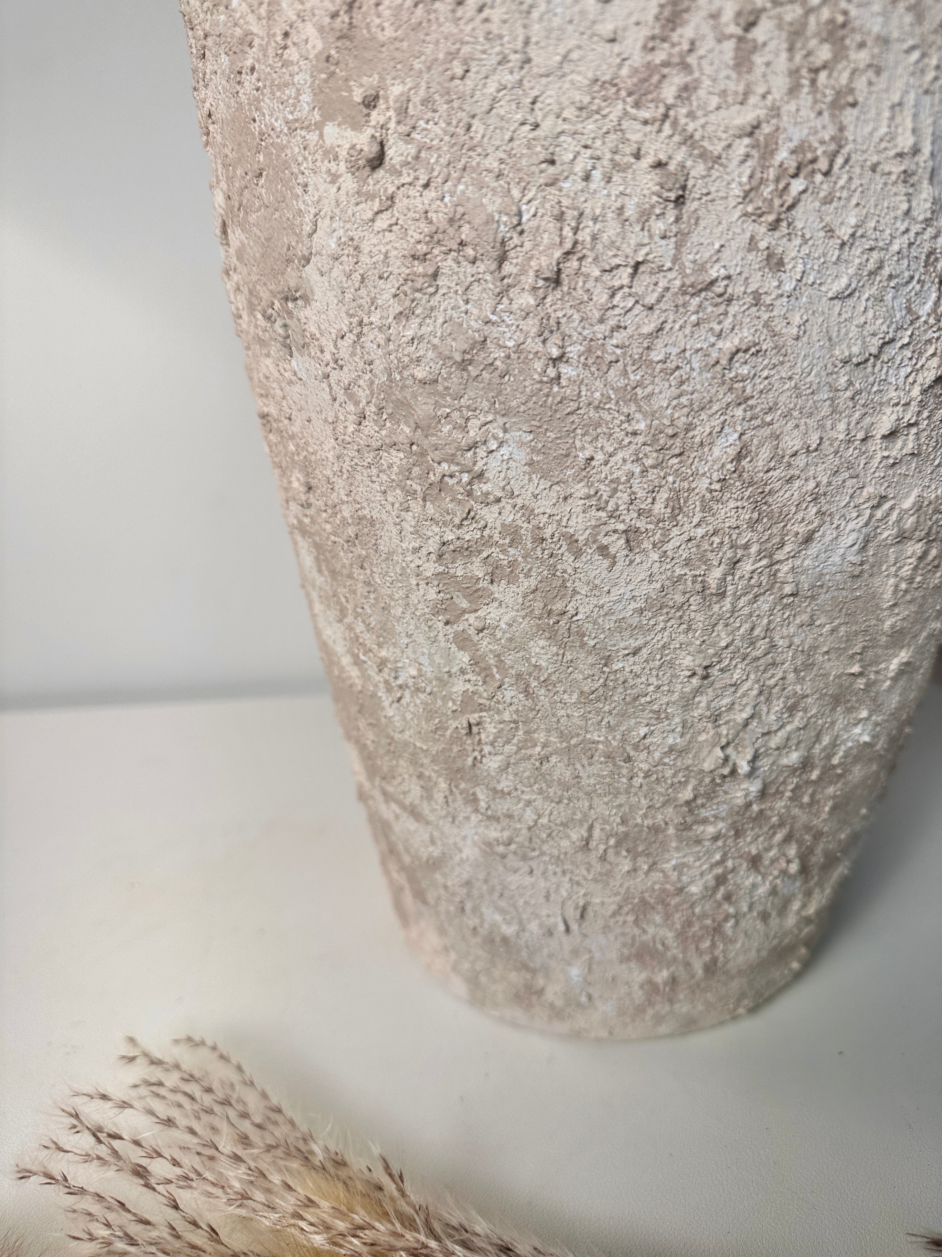 Minimalist Textured Hand-painted Ceramic Vase 17.5" tall - Cream Sand wash (Model A)