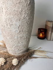 Minimalist Textured Hand-painted Ceramic Vase 17.5" tall - Cream Sand wash (Model A)