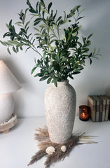 Minimalist Textured Hand-painted Ceramic Vase 17.5" tall - Cream Sand wash (Model A)