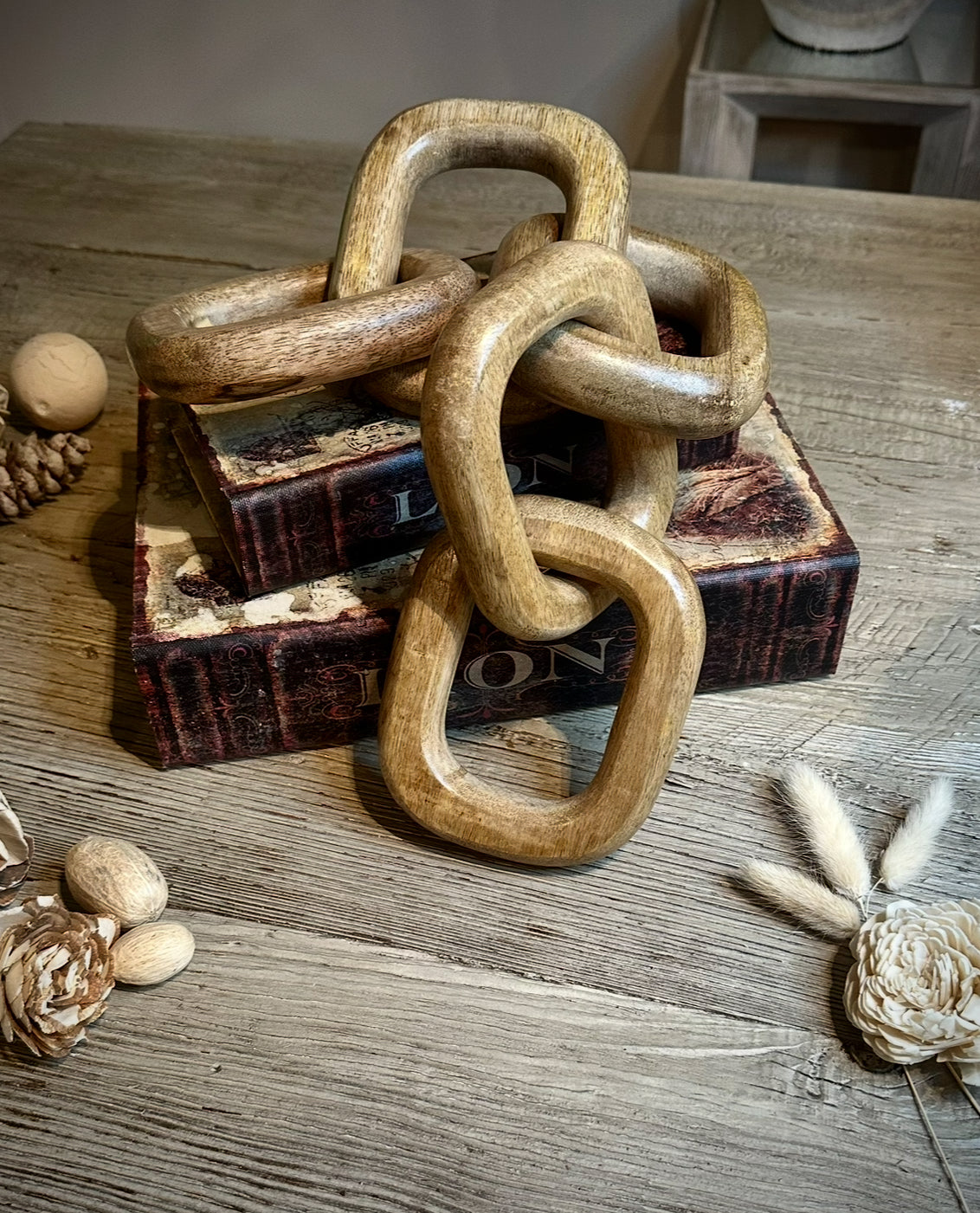 Wood Chain Tabletop Decor 17-19 inch long