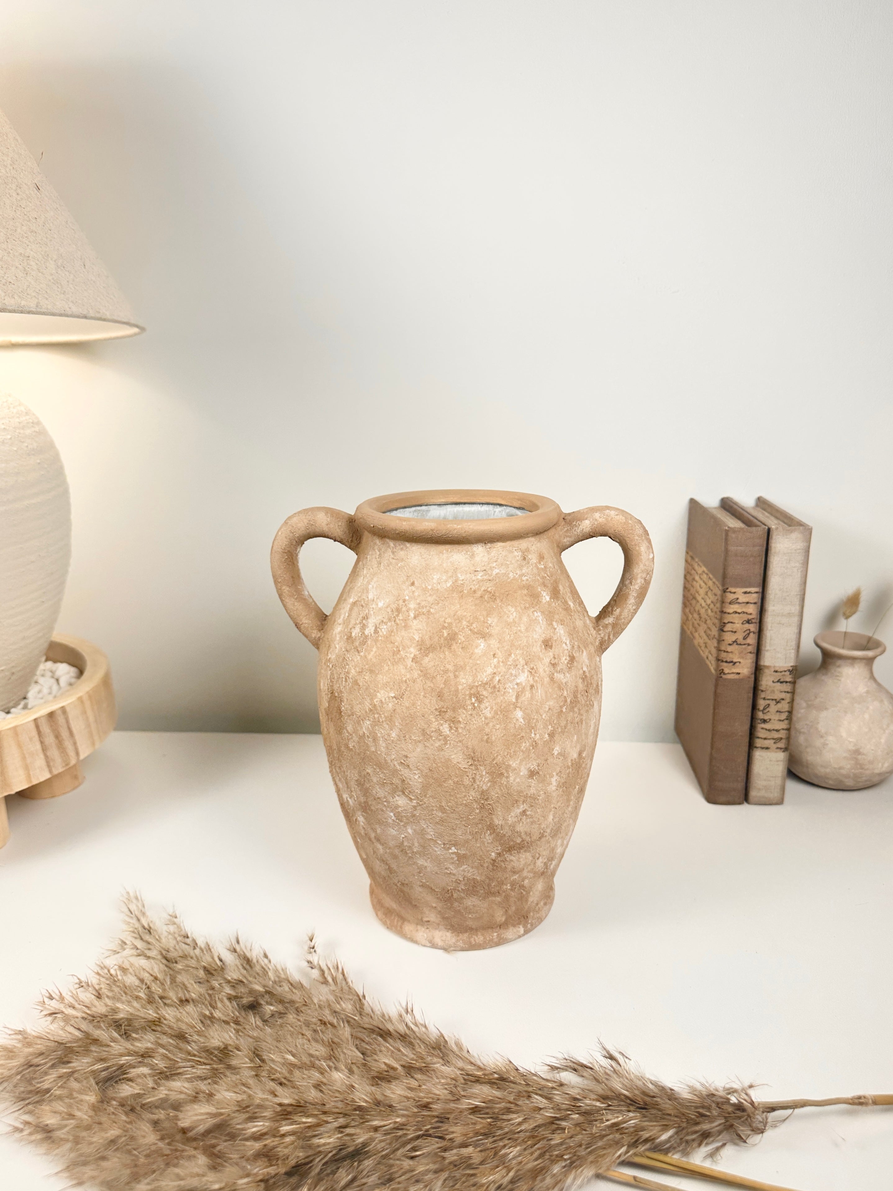 Mediterranean Rustic Handmade Textured Vase Terracotta Color 10" tall