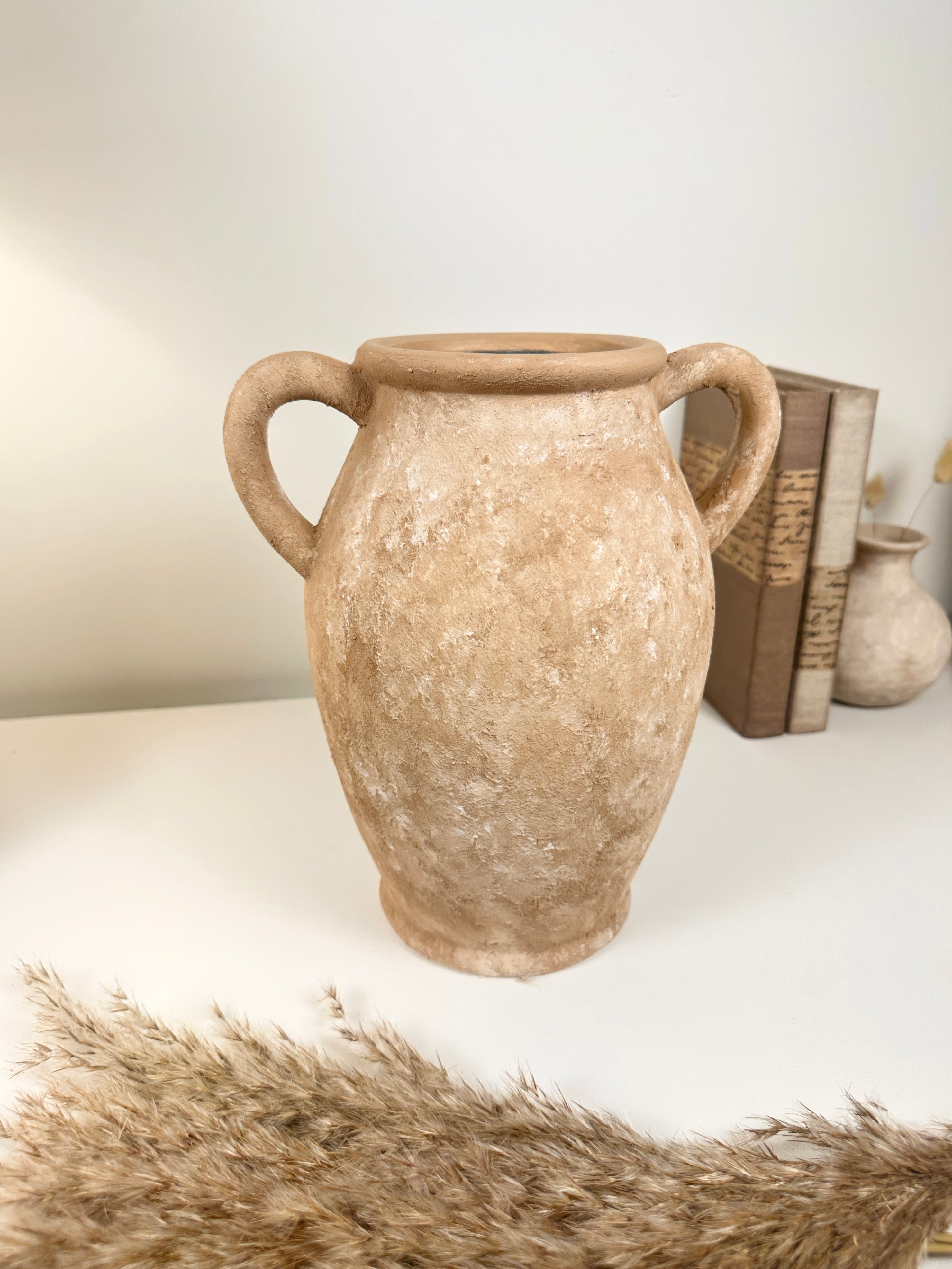 Mediterranean Rustic Handmade Textured Vase Terracotta Color 10" tall
