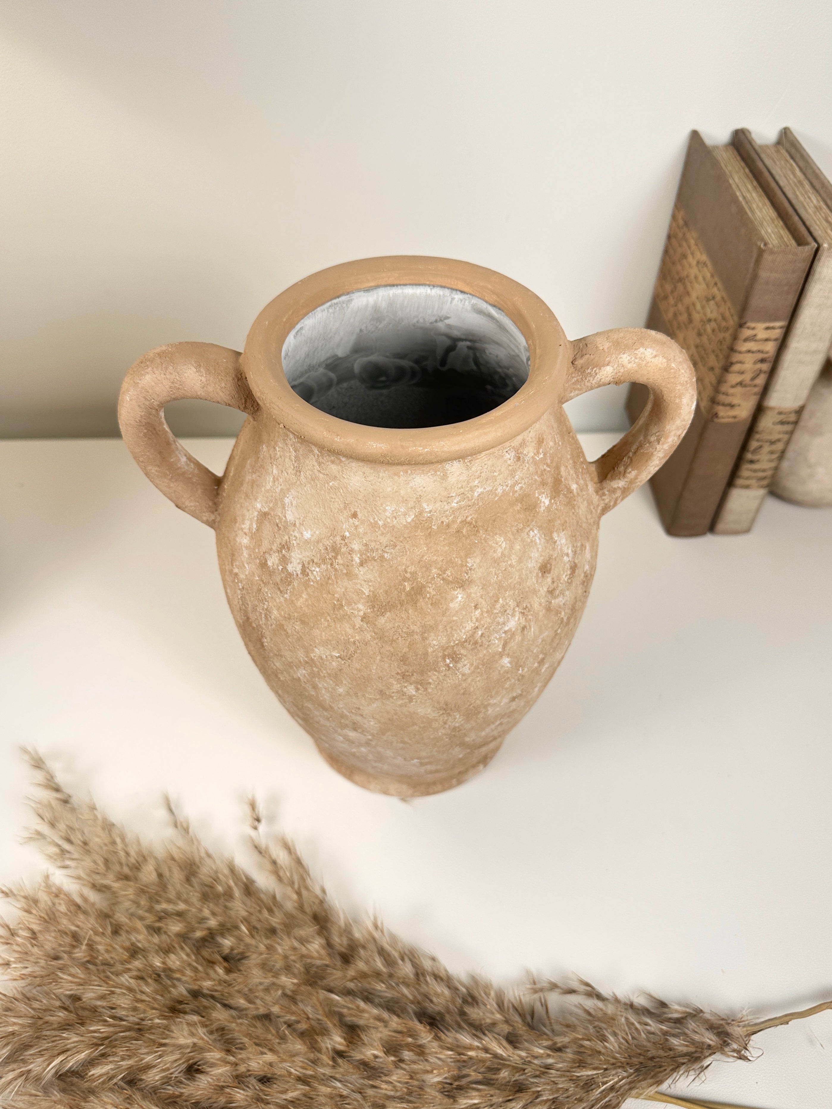 Mediterranean Rustic Handmade Textured Vase Terracotta Color 10" tall