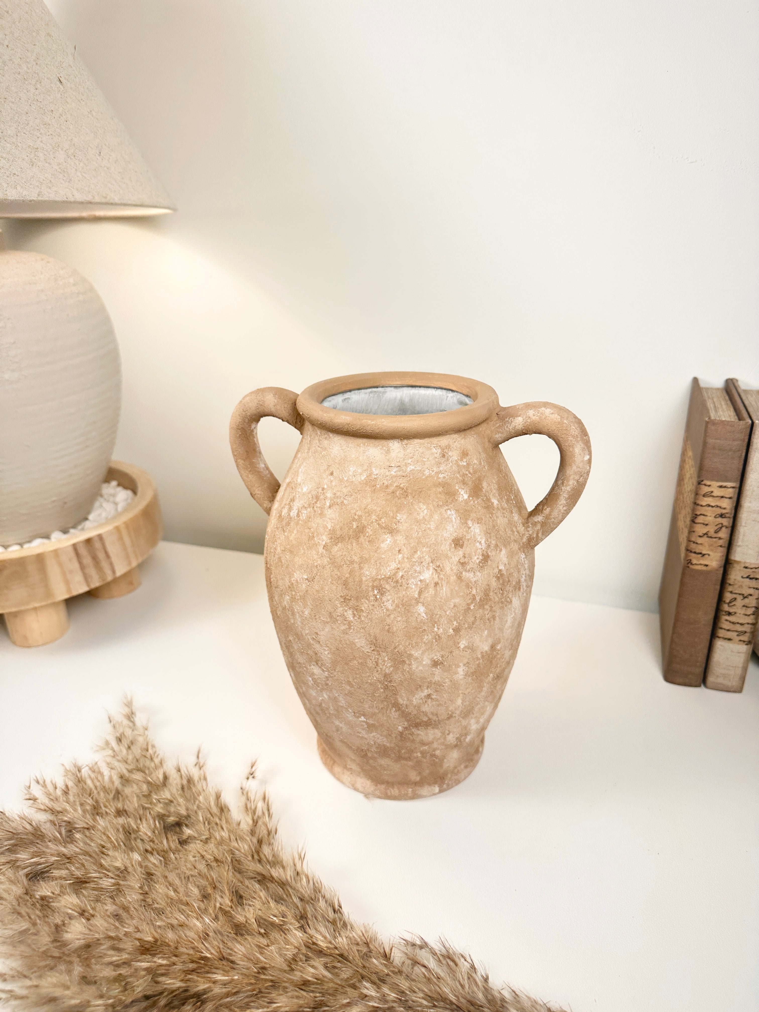 Mediterranean Rustic Handmade Textured Vase Terracotta Color 10" tall