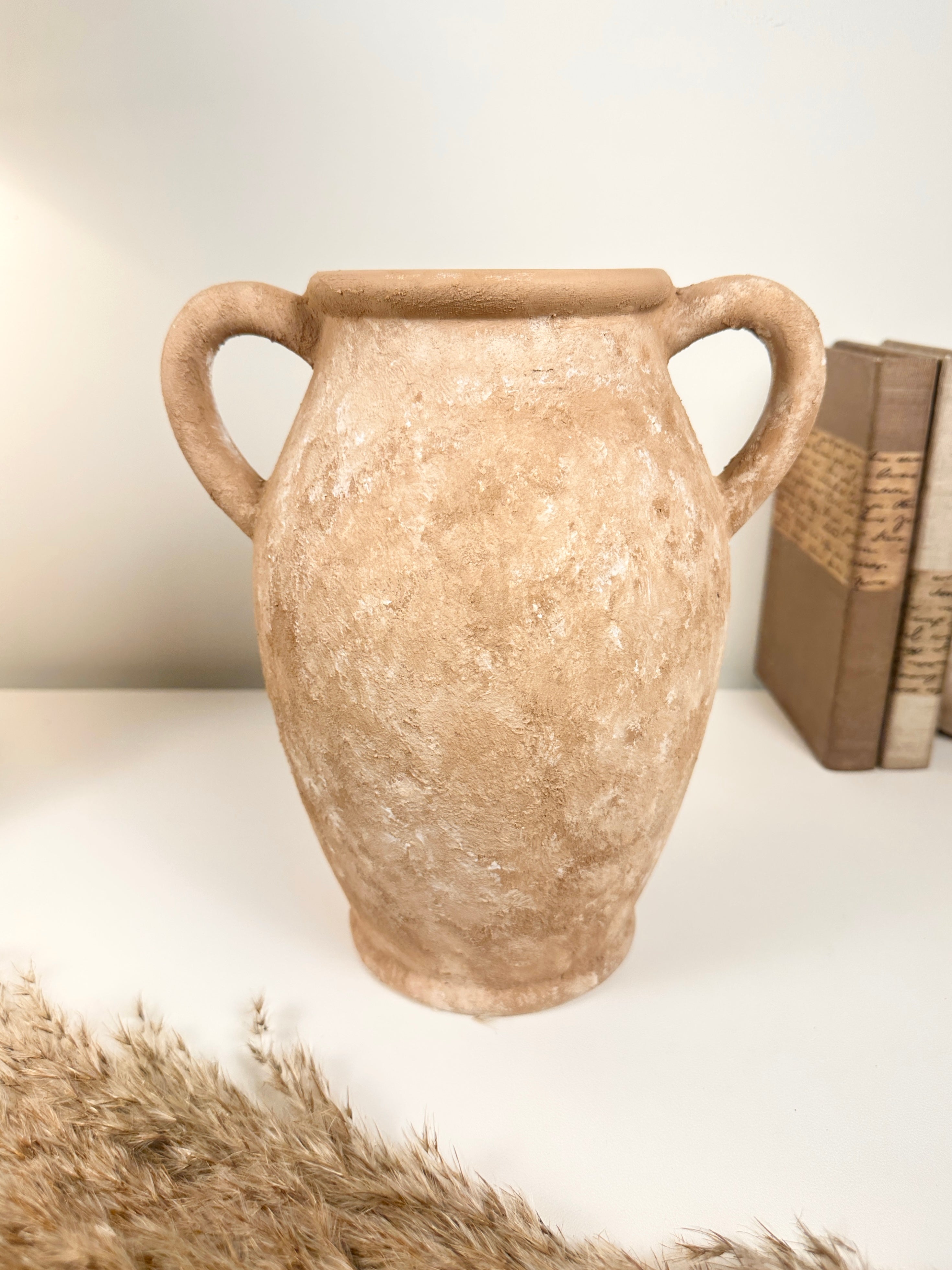 Mediterranean Rustic Handmade Textured Vase Terracotta Color 10" tall