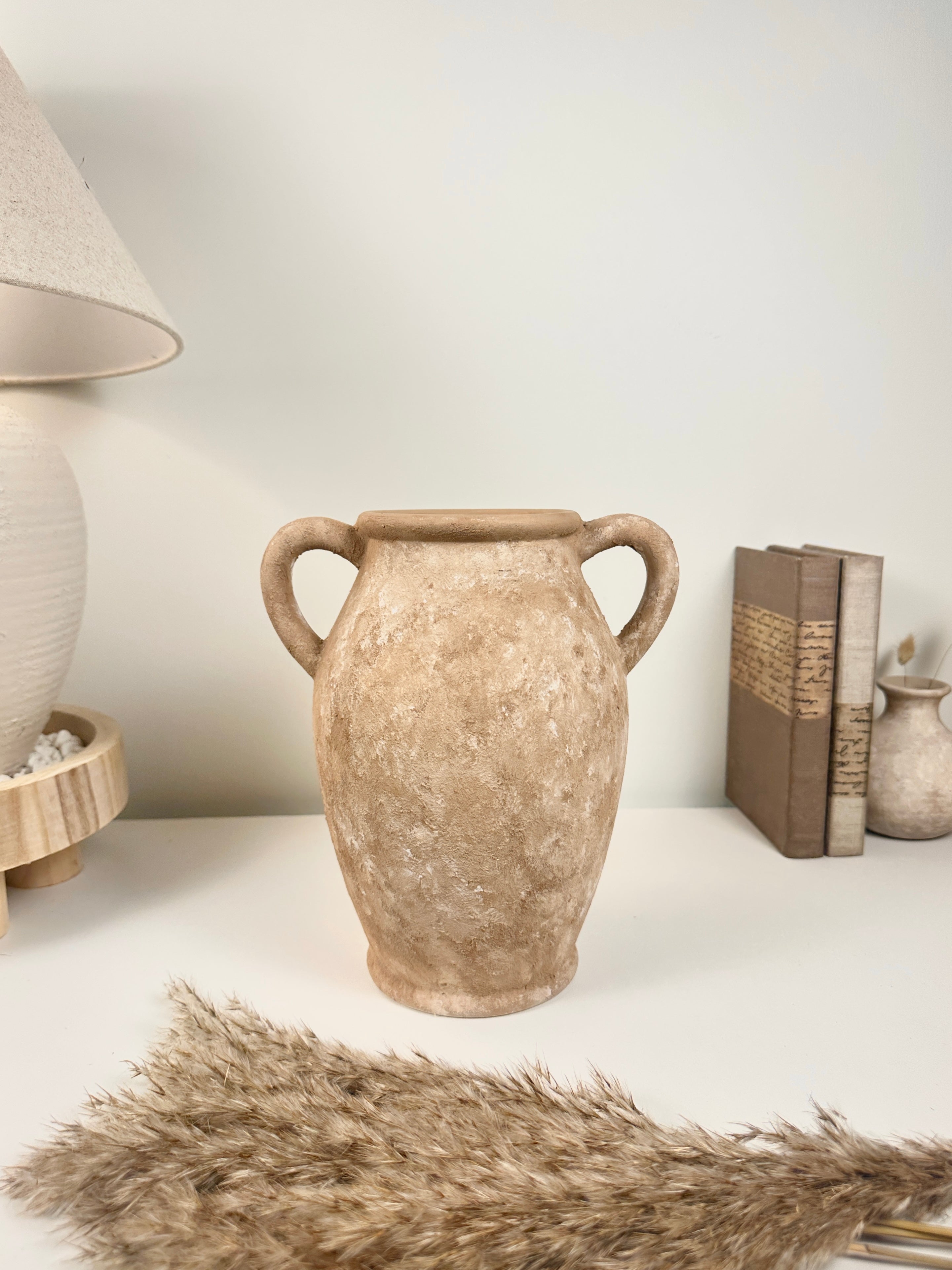 Mediterranean Rustic Handmade Textured Vase Terracotta Color 10" tall