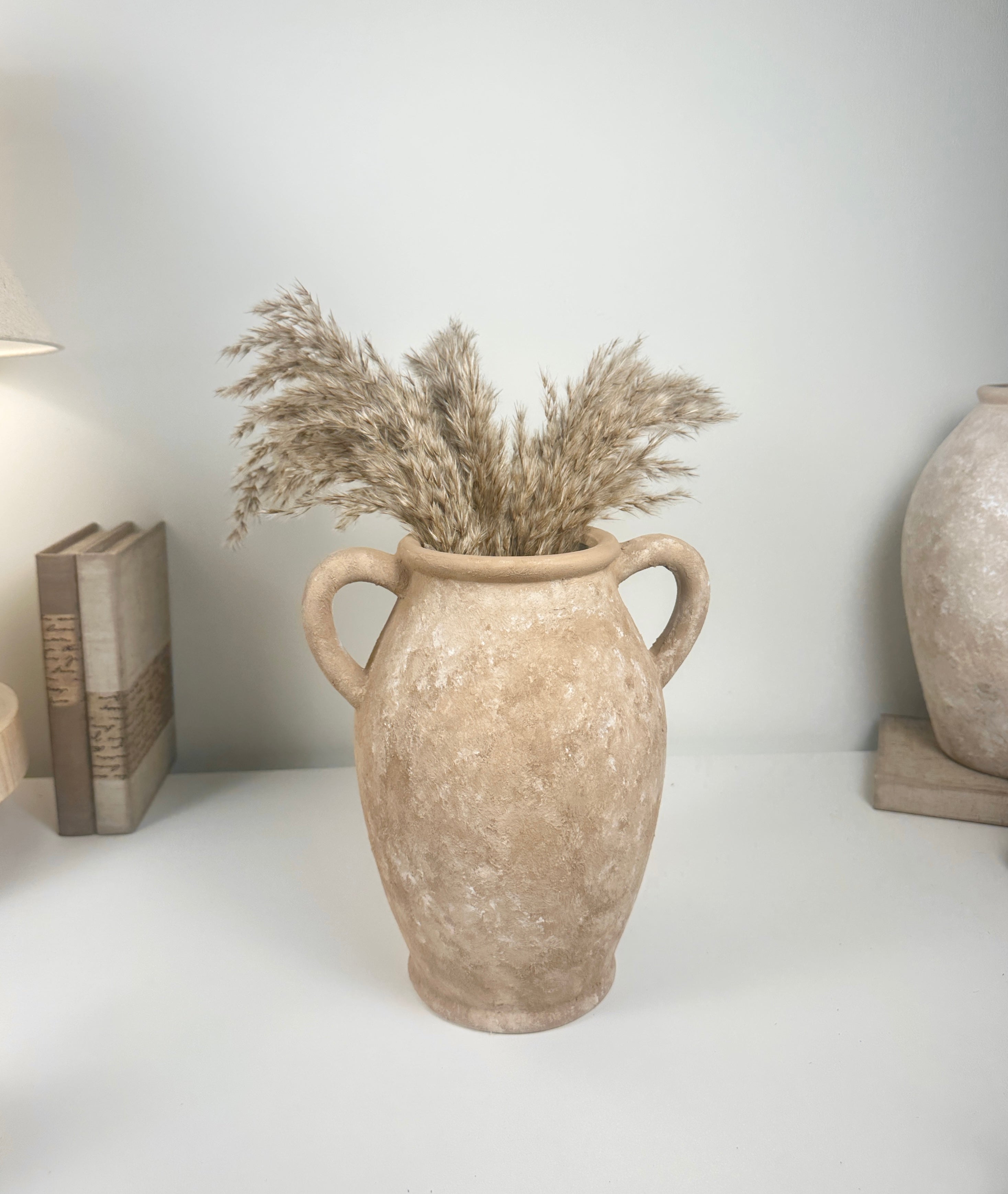 Mediterranean Rustic Handmade Textured Vase Terracotta Color 10" tall