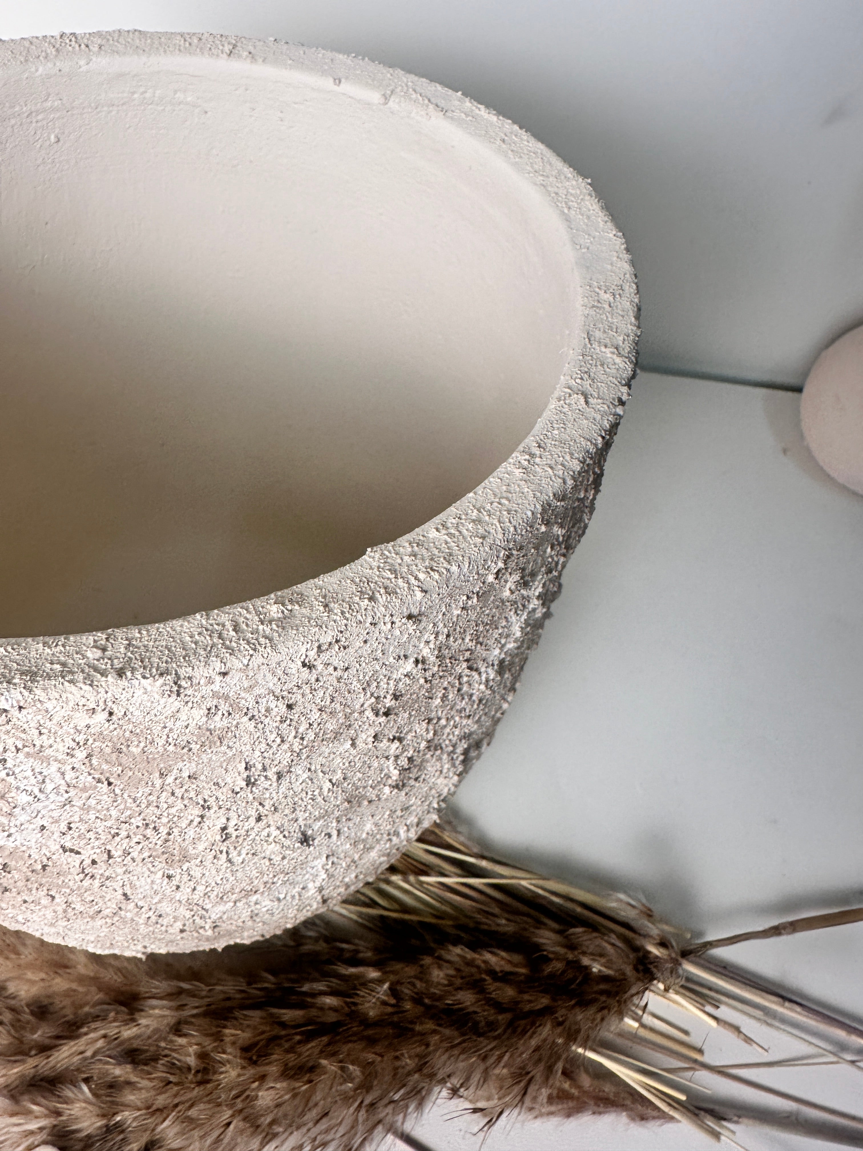 9" tall Minimalist Hand-Painted & Textured Planter Pot with drainage hole - Cream Sand wash