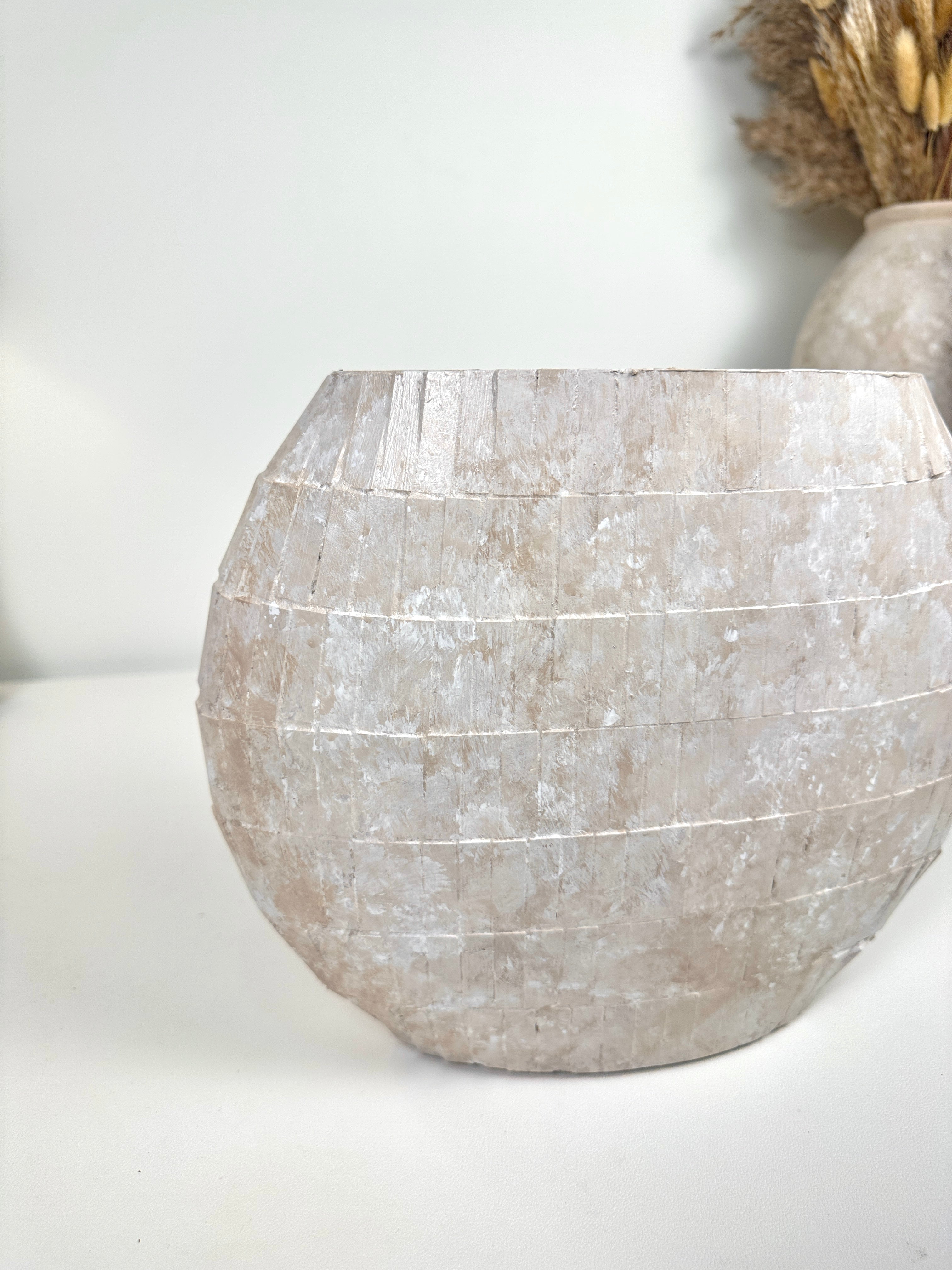 the Perfect Imperfect Mosaic Glass Vase 9" tall - beige washed