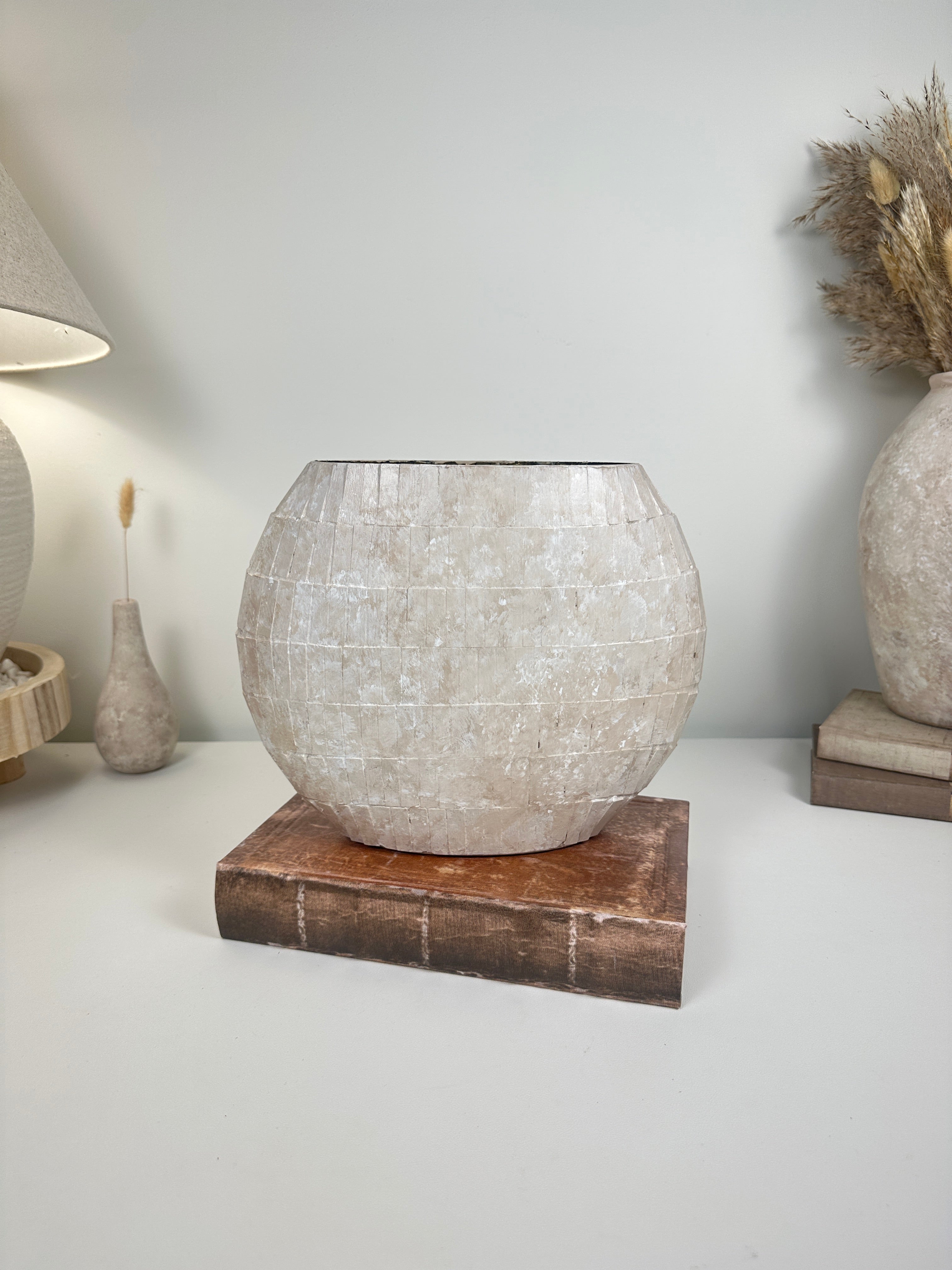 the Perfect Imperfect Mosaic Glass Vase 9" tall - beige washed