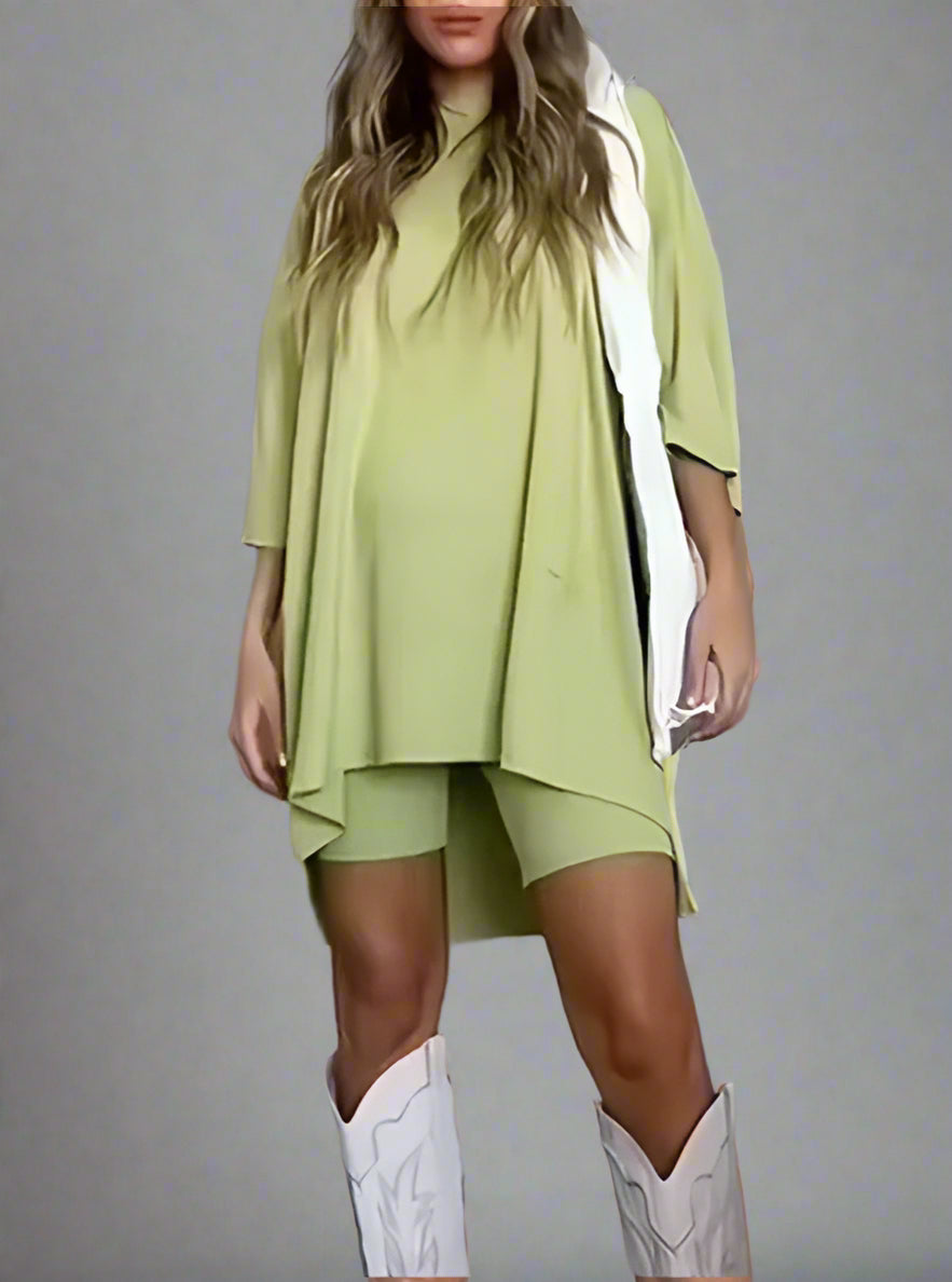 Women's Clothing Fashion Solid Color Loose T-shirt Tight Shorts Set