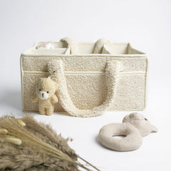 Cozy Plush Organizer with Bear Diaper Stackers & Caddies Newborn Baby Items Diaper Bags Organizer Cream