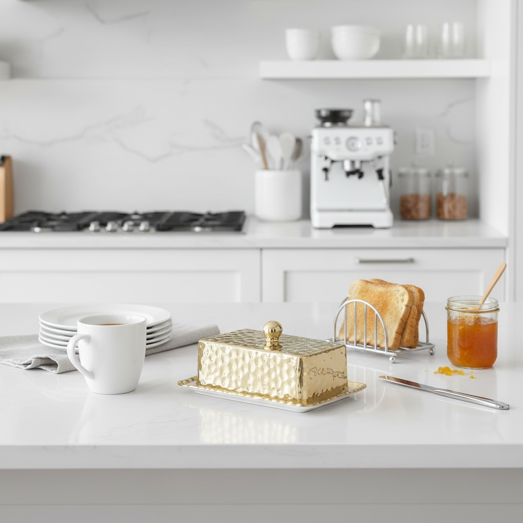 Elegant Gold Salt & Pepper, Butter Dish, Sugar Bowl & Creamer Pitcher (sold as a set or separately)