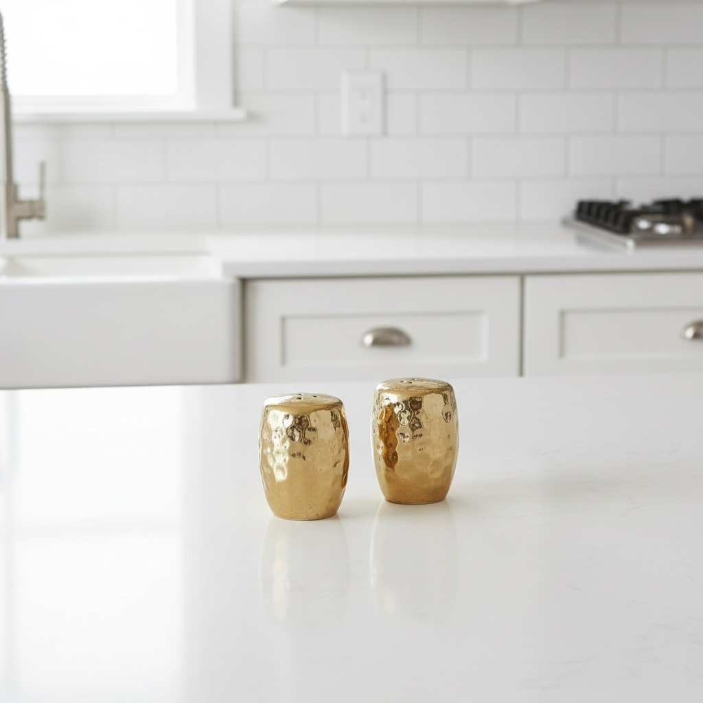 Elegant Gold Salt & Pepper, Butter Dish, Sugar Bowl & Creamer Pitcher (sold as a set or separately)