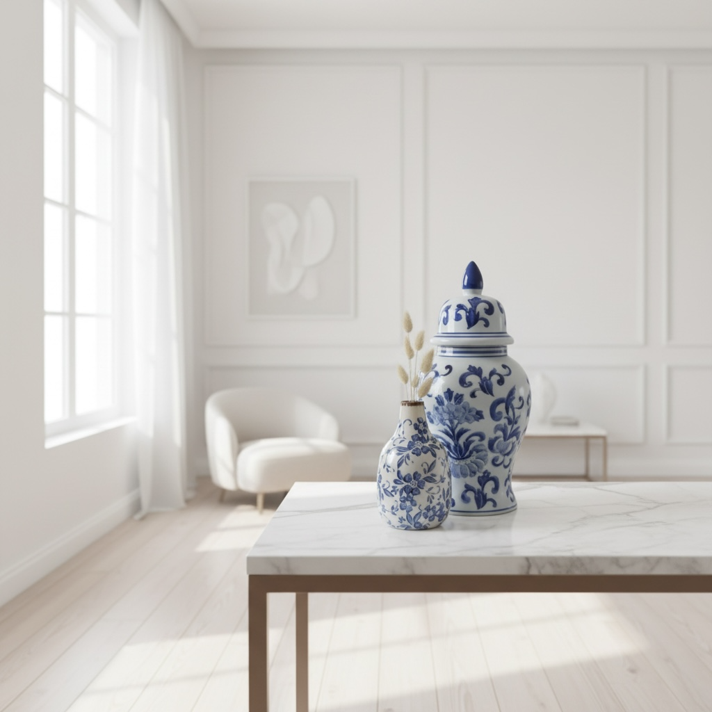 French Provençale Style Jar with Lid with small vase