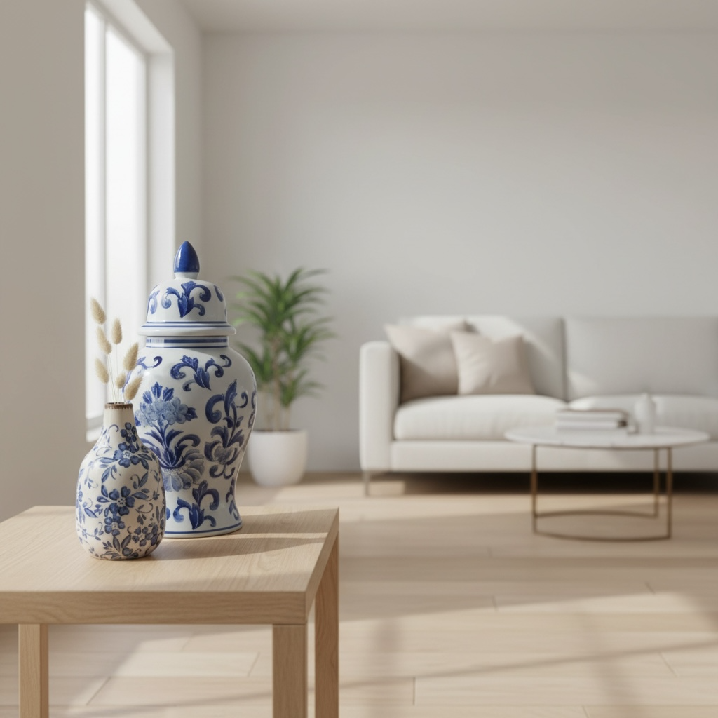 French Provençale Style Jar with Lid with small vase