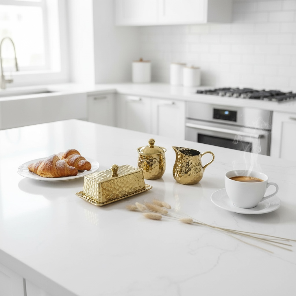 Elegant Gold Salt & Pepper, Butter Dish, Sugar Bowl & Creamer Pitcher (sold as a set or separately)