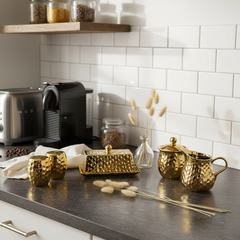 Elegant Gold Salt & Pepper, Butter Dish, Sugar Bowl & Creamer Pitcher (sold as a set or separately)