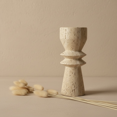 Modern Minimalist 8 Inch Stone Candle Holder with Geometric Hourglass Shape