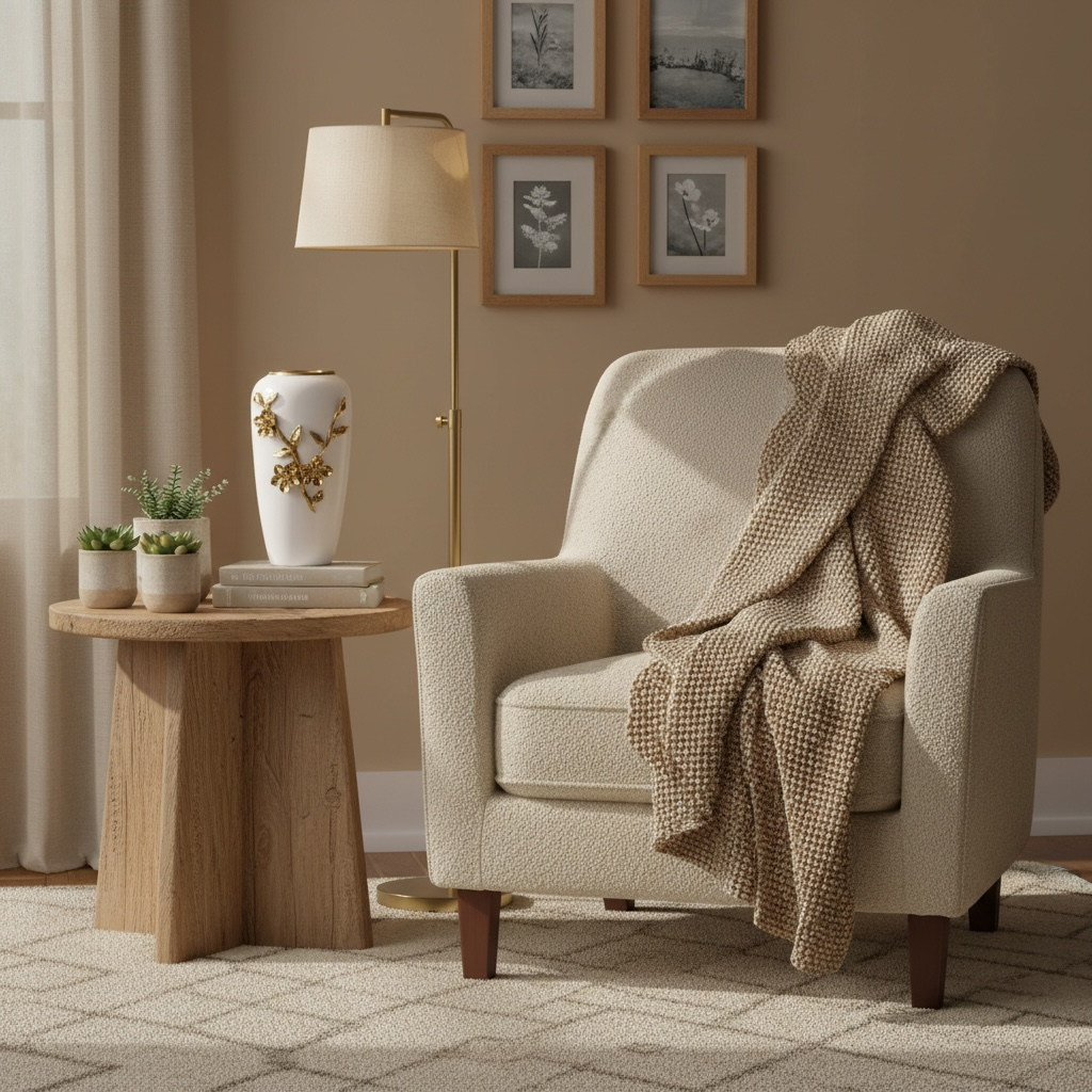 Modern Ceramic Vase with Gold Flower Design, White, 12 Inch