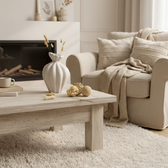 Stone Flower Vase with Stripes - Sand 10"