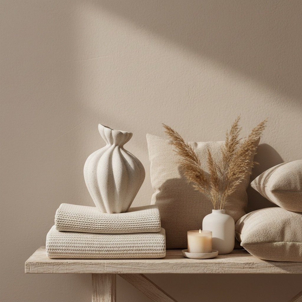 Stone Flower Vase with Stripes - Sand 10"