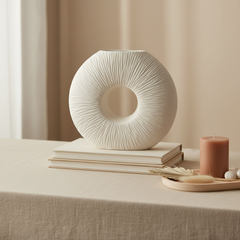 Minimalist Contemporary White Ceramic Vase 14 Inch