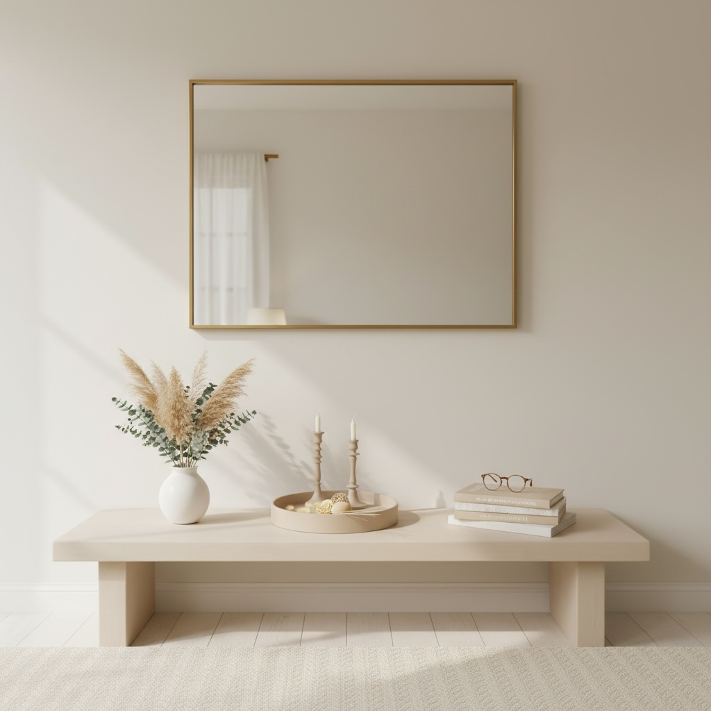 Round Wood Tray and Set of 2 Candle Holders - Tan Matte