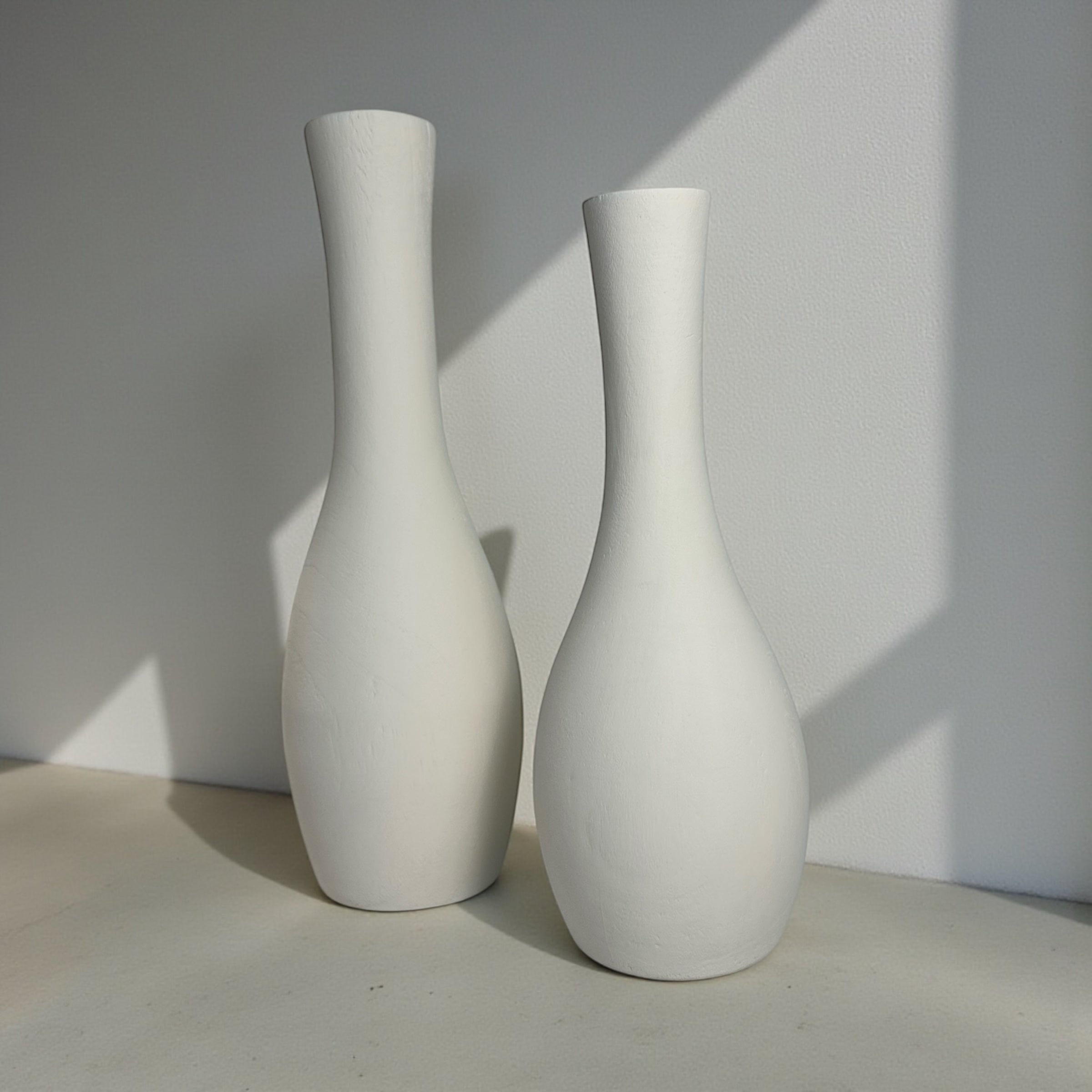 Elegant Paulownia Wood Vase - White